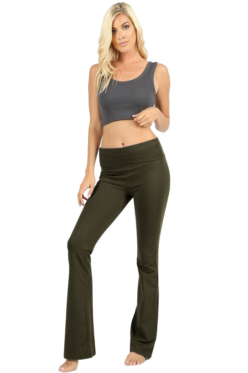 Zenana Cotton Flared Yoga Pants - Leggings sb_bottoms