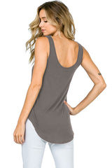 Emma's Closet High Low Asymmetric Side Hem Scoop Neck Tank Top - Tops