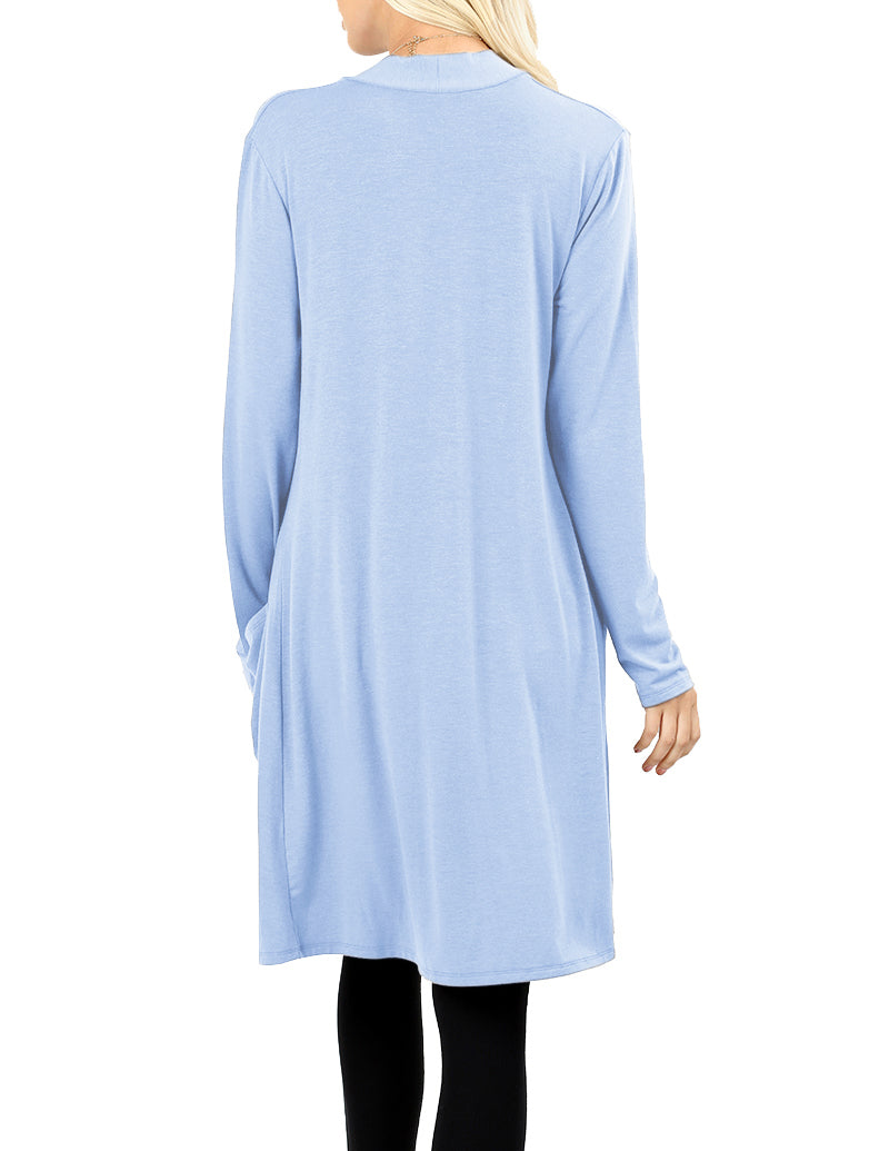 Zenana Long Sleeve Draped Long Cardigan - Cardigans sb_outerwear