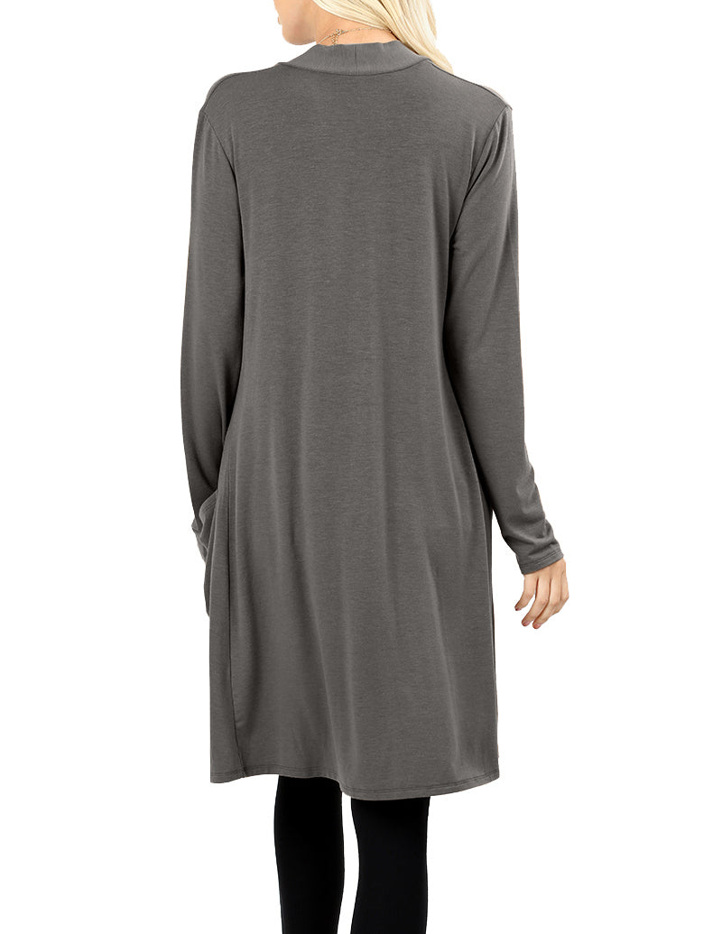 Zenana Long Sleeve Draped Long Cardigan - Cardigans sb_outerwear