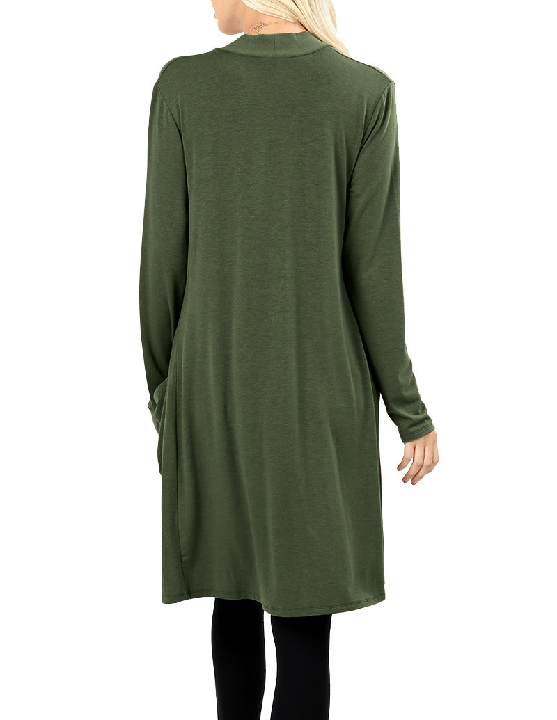 Zenana Long Sleeve Draped Long Cardigan - Cardigans sb_outerwear