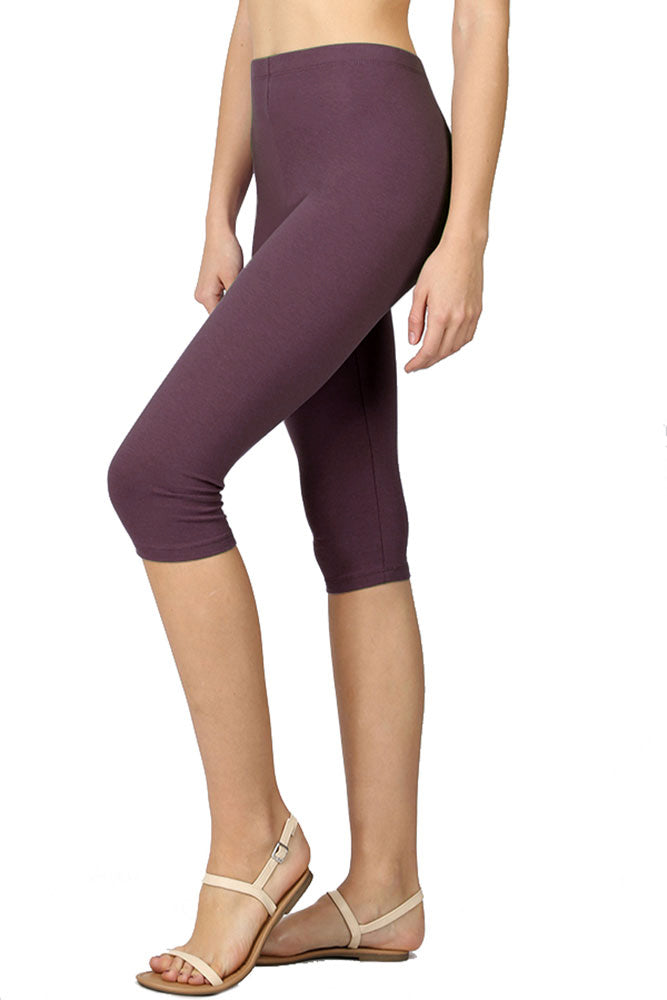 Zenana High Waist Cotton Capri Leggings - Legging Shorts sb_bottoms