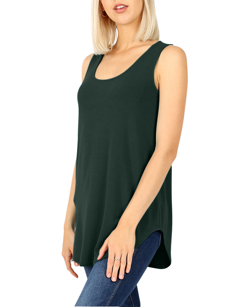 Zenana Cotton Sleeveless Round Neck Tank Top - Tank Tops sb_tops