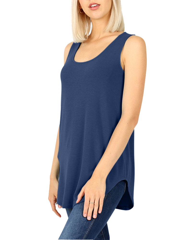 Zenana Cotton Sleeveless Round Neck Tank Top - Tank Tops sb_tops
