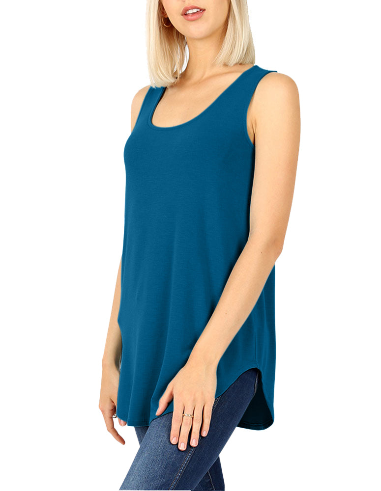 Zenana Cotton Sleeveless Round Neck Tank Top - Tank Tops sb_tops