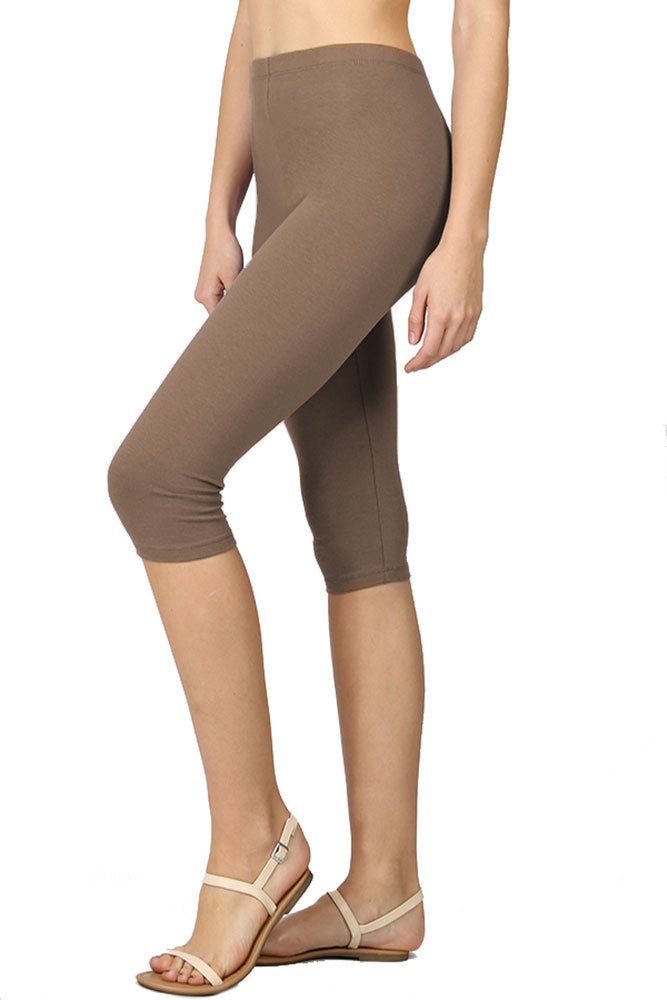 Zenana High Waist Cotton Capri Leggings - Legging Shorts sb_bottoms