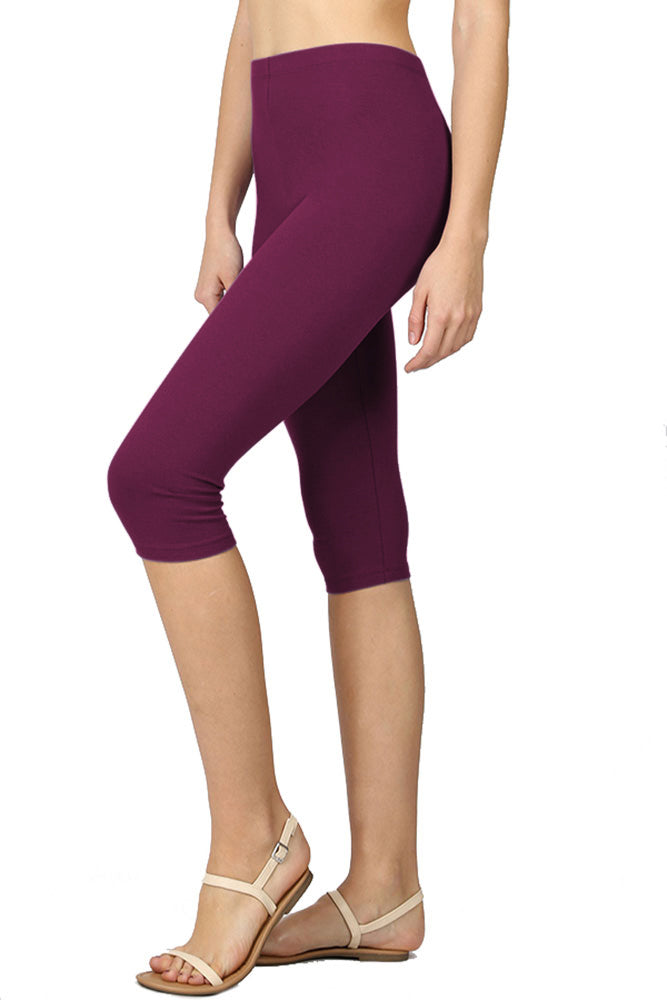 Zenana High Waist Cotton Capri Leggings - Legging Shorts sb_bottoms