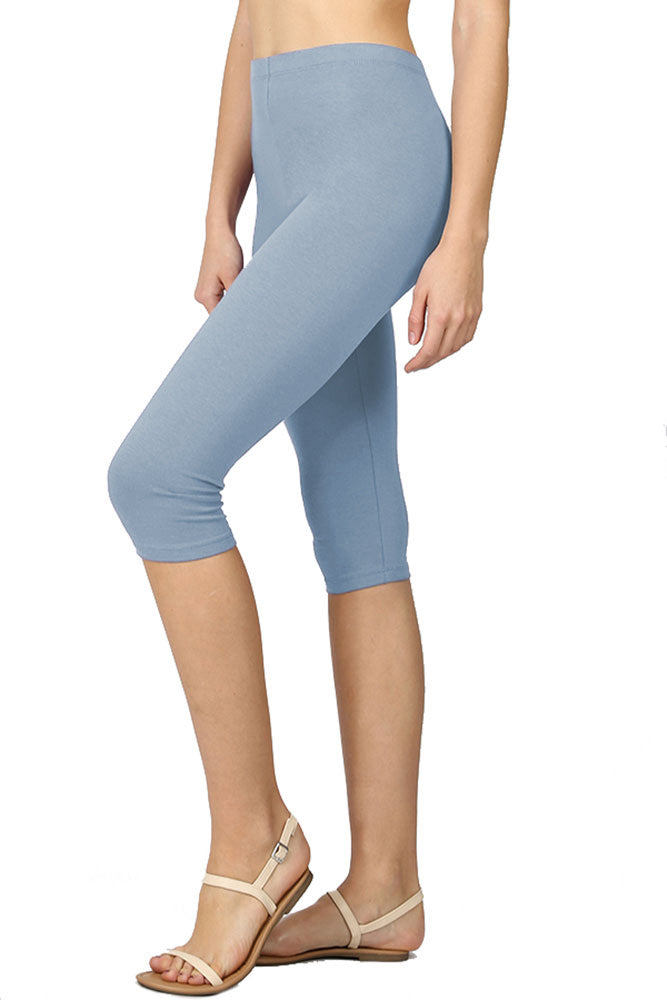 Zenana High Waist Cotton Capri Leggings - Legging Shorts sb_bottoms