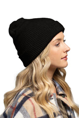 Solid Slouchy Knit Beanie Wide Wale