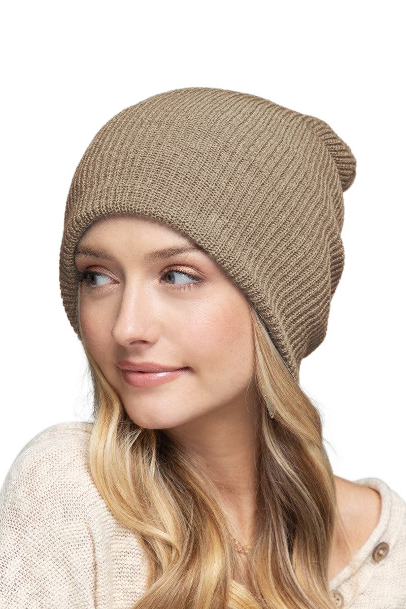 C.C. Solid Slouchy Knit Beanie Wide Wale - Beanies Hats