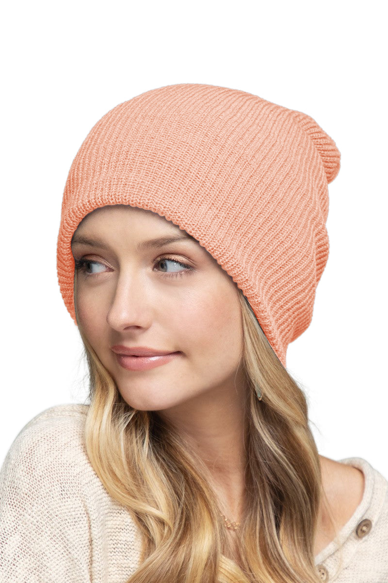 C.C. Solid Slouchy Knit Beanie Wide Wale - Beanies Hats