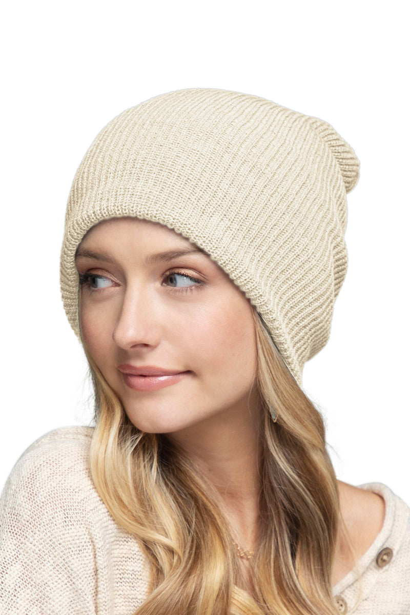 C.C. Solid Slouchy Knit Beanie Wide Wale - Beanies Hats