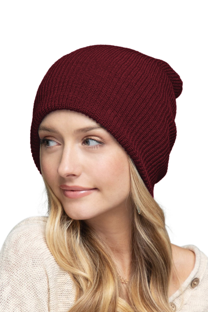 C.C. Solid Slouchy Knit Beanie Wide Wale - Beanies Hats