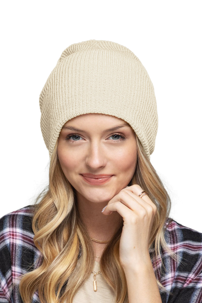 C.C. Solid Slouchy Knit Beanie Wide Wale - Beanies Hats