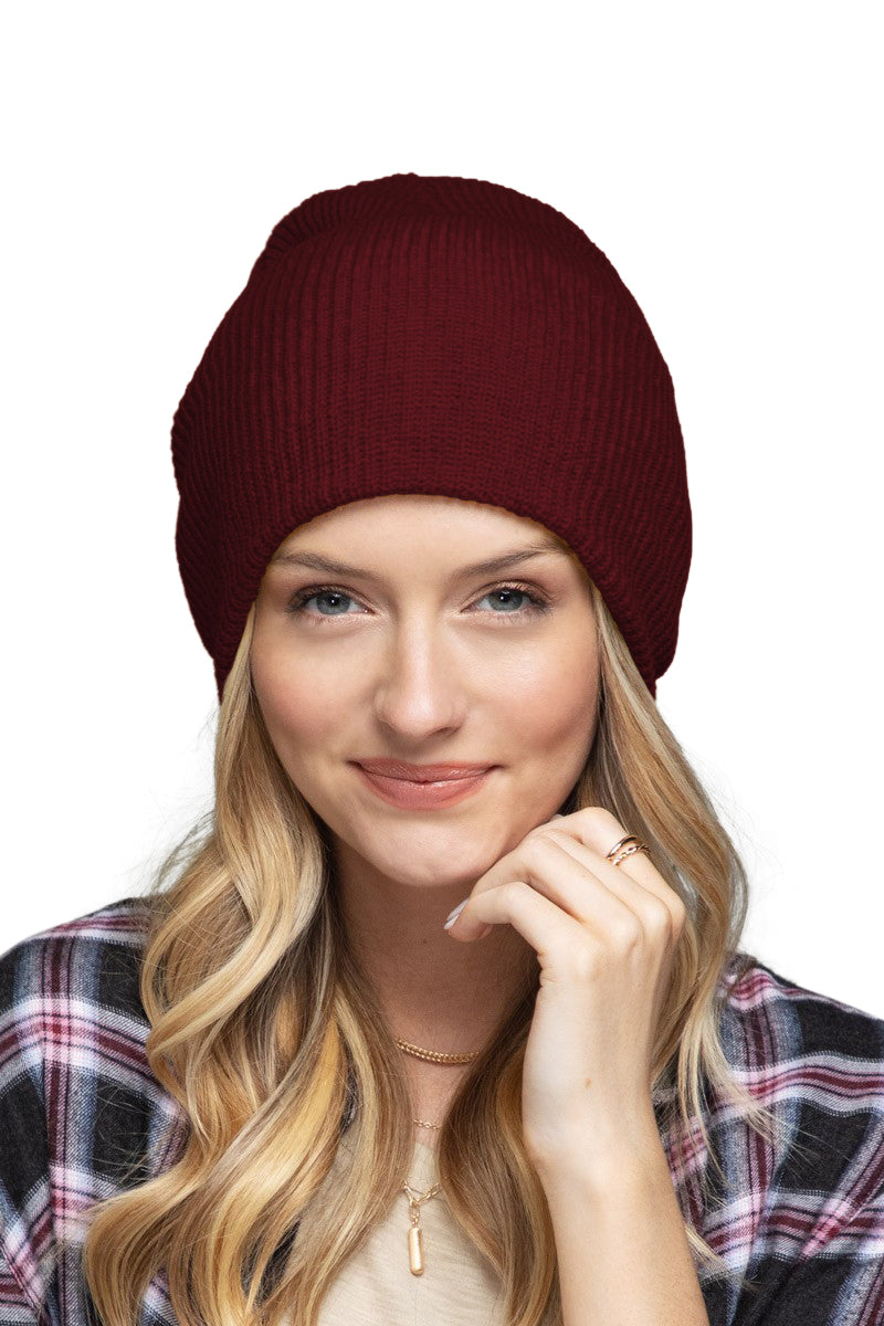 C.C. Solid Slouchy Knit Beanie Wide Wale - Beanies Hats