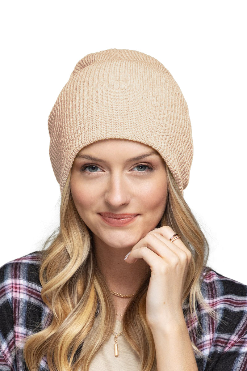 C.C. Solid Slouchy Knit Beanie Wide Wale - Beanies Hats