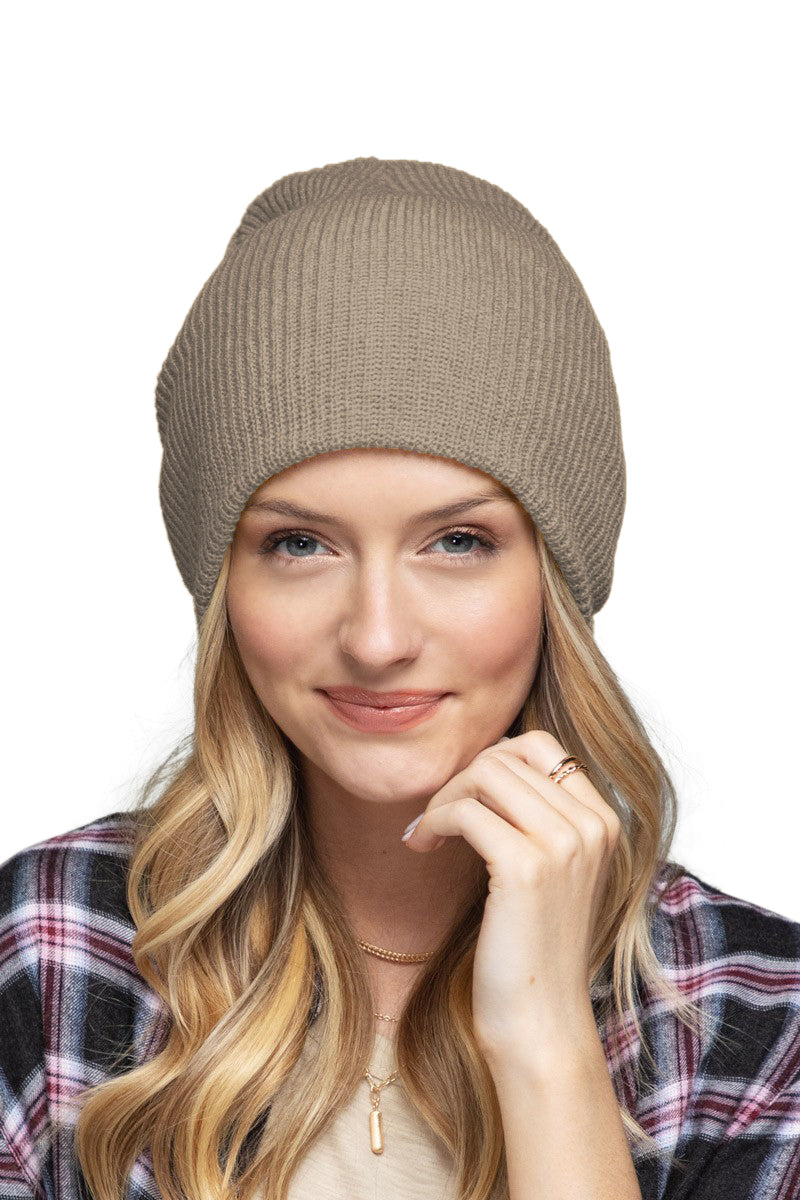 C.C. Solid Slouchy Knit Beanie Wide Wale - Beanies Hats