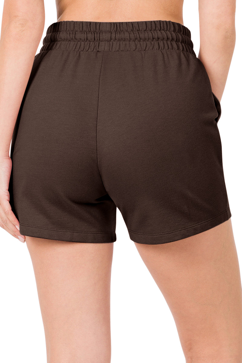 Zenana French Terry Drawstring Waist Shorts - Shorts sb_bottoms