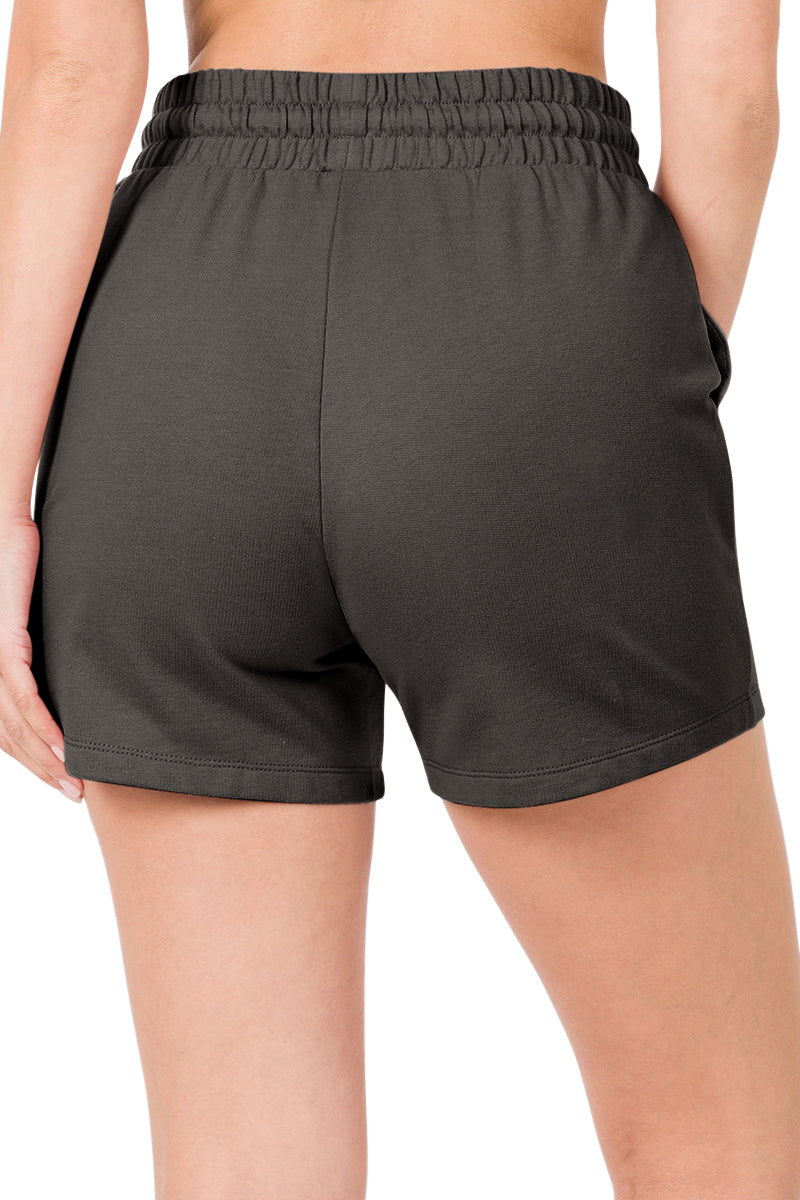Zenana French Terry Drawstring Waist Shorts - Shorts sb_bottoms
