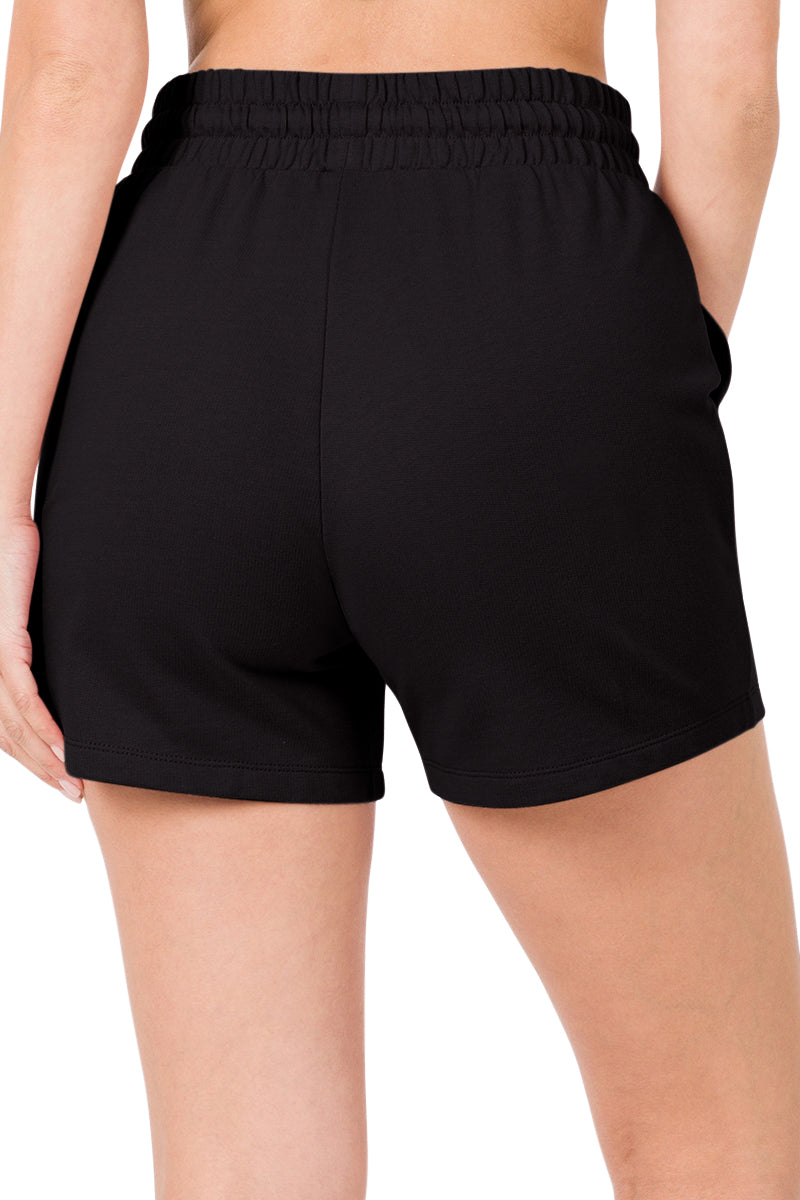 Zenana French Terry Drawstring Waist Shorts - Shorts sb_bottoms