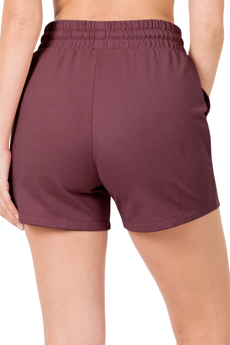 Zenana French Terry Drawstring Waist Shorts - Shorts sb_bottoms