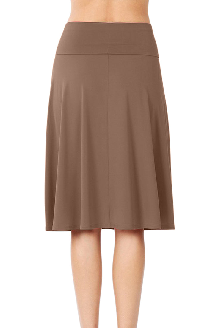 Zenana High Waist Fold Over A-Line Flared Midi Swing Skirt - Skirts sb_bottoms