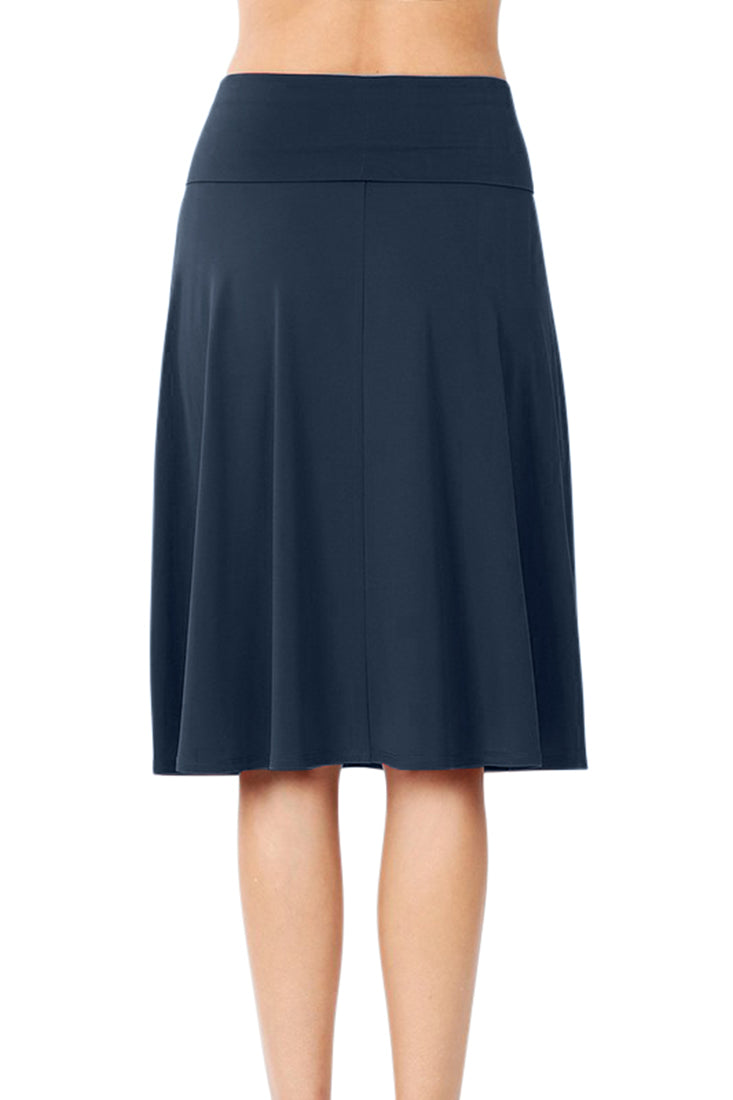 Zenana High Waist Fold Over A-Line Flared Midi Swing Skirt - Skirts sb_bottoms