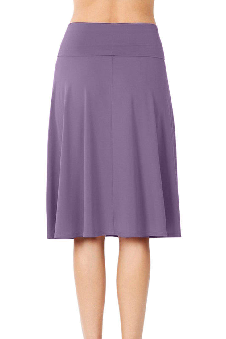 Zenana High Waist Fold Over A-Line Flared Midi Swing Skirt - Skirts sb_bottoms