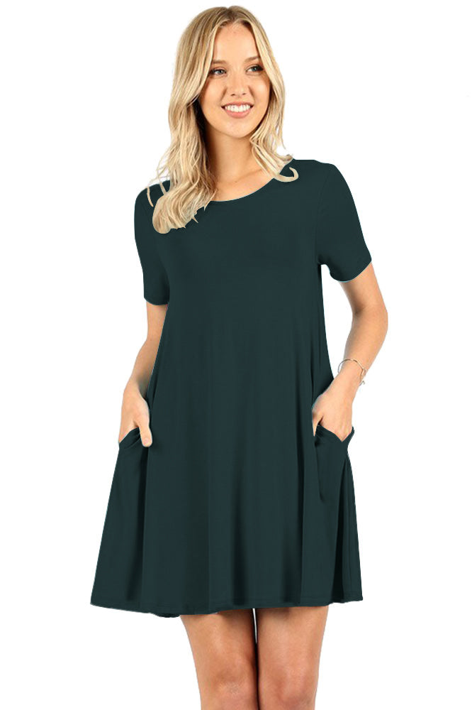 Zenana Short Sleeve Flared Straight Hem Tunic - sb_dresses
