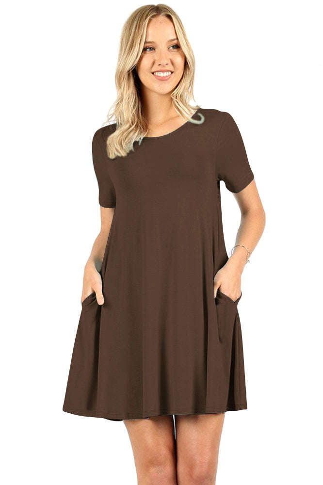 Zenana Short Sleeve Flared Straight Hem Tunic - sb_dresses