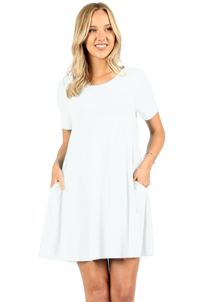 Zenana Short Sleeve Flared Straight Hem Tunic - sb_dresses