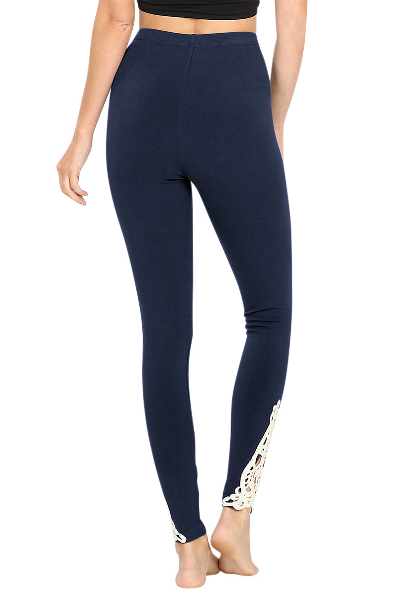 Zenana Cotton Full Length Ankle Lace Leggings - Leggings sb_bottoms