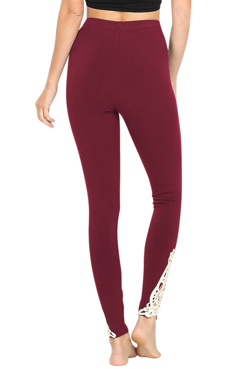 Zenana Cotton Full Length Ankle Lace Leggings - Leggings sb_bottoms