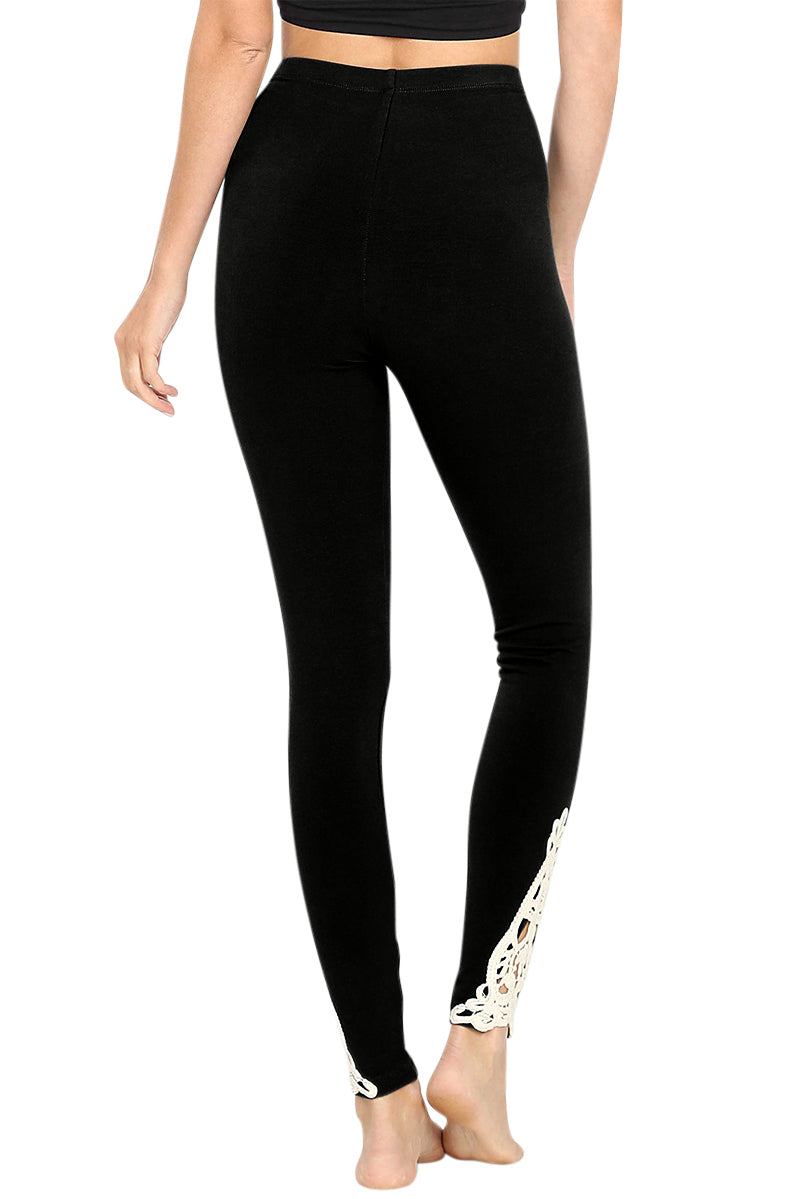 Zenana Cotton Full Length Ankle Lace Leggings - Leggings sb_bottoms