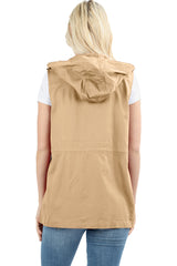 Sleeveless Utility Hoodie Military Vest Cardigans- Niobe Clothing
