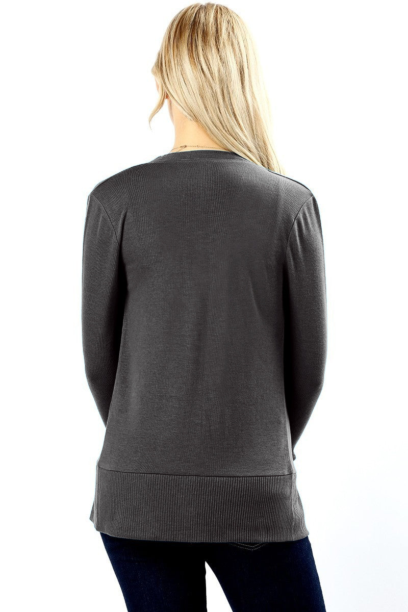 Zenana Snap Button Long Sleeve Sweater Cardigan - Cardigans sb_outerwear