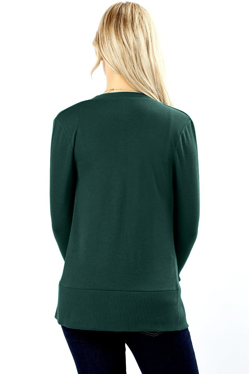 Zenana Snap Button Long Sleeve Sweater Cardigan - Cardigans sb_outerwear