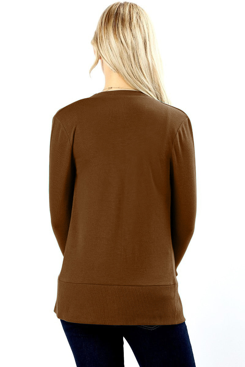 Zenana Snap Button Long Sleeve Sweater Cardigan - Cardigans sb_outerwear