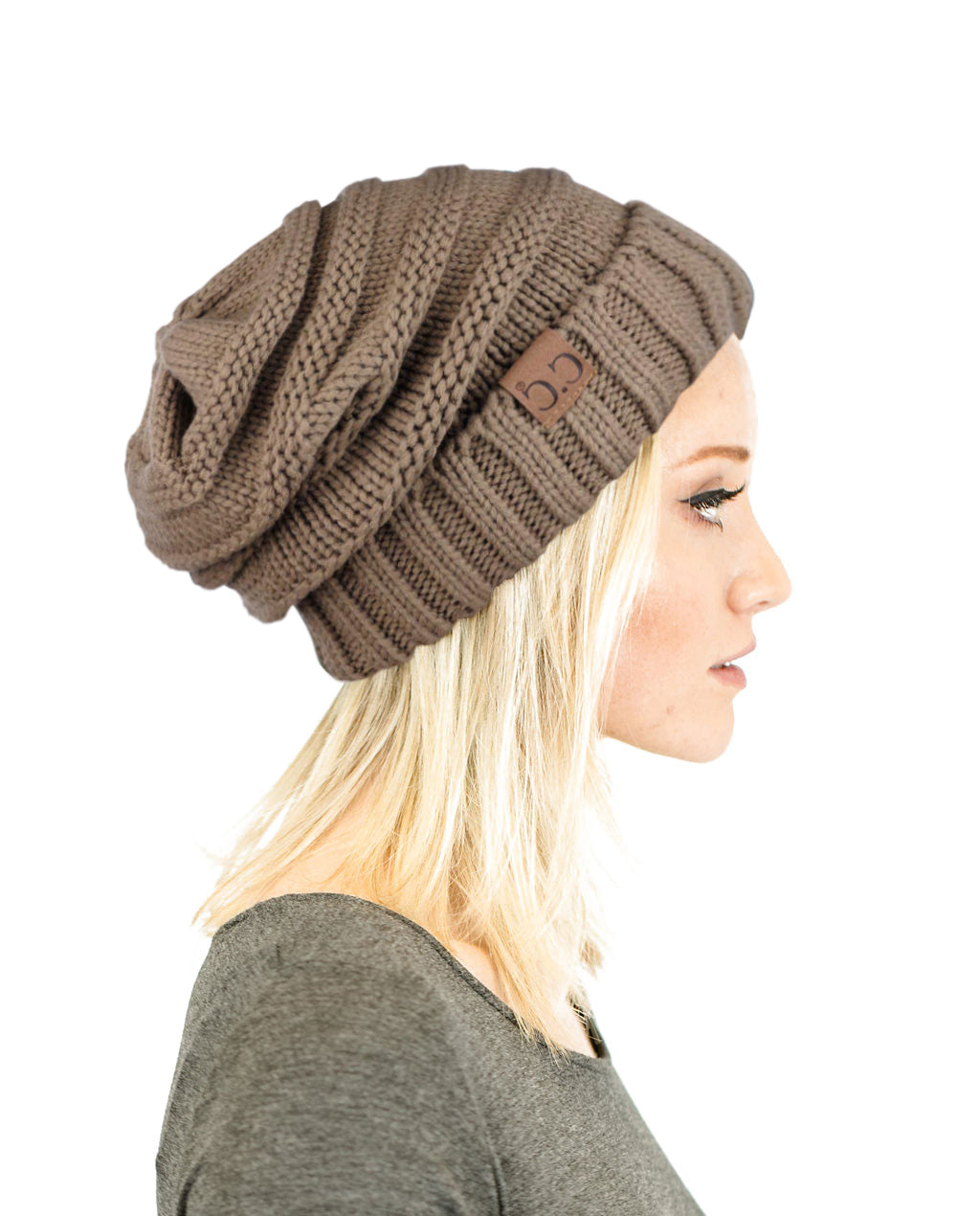 Unisex Solid Oversized Slouchy Knit Beanie