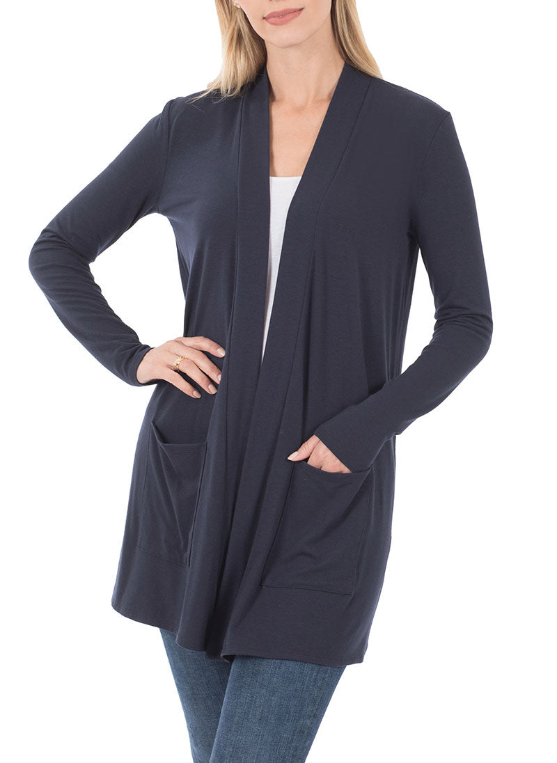 Zenana Long Sleeve Draped Slouchy Cardigan - Cardigans sb_outerwear