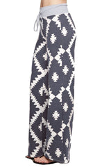 12Pm Mon Ami Aztec Print Casual Lounge Pants in Navy - pants