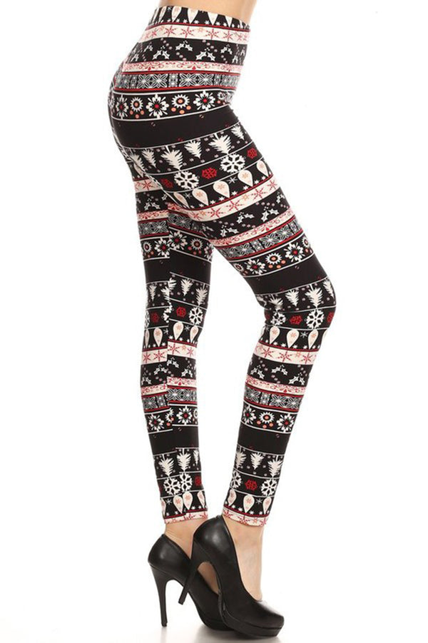 Night Time in Christmas Design Plus Size Leggings leggings- Niobe Clothing