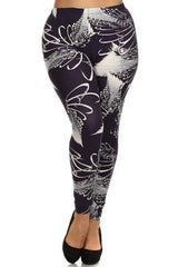 Niobe Clothing Dark Purple Abstraction Design Plus Size Leggings - leggings