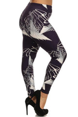Niobe Clothing Dark Purple Abstraction Design Plus Size Leggings - leggings