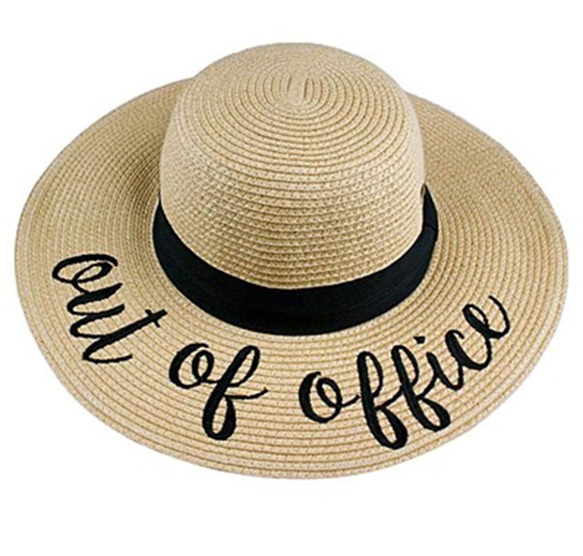C.C. Embroidered Floppy Sun Straw Hat - Hats