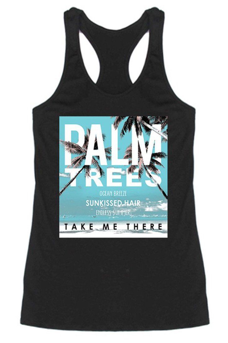 Tropical Palm Trees Racerback Tank Top Tops- Niobe Clothing