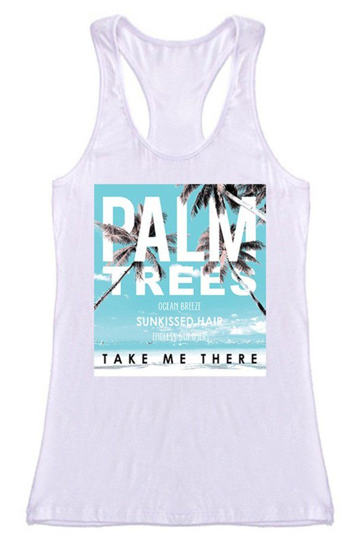 Tropical Palm Trees Racerback Tank Top Tops- Niobe Clothing