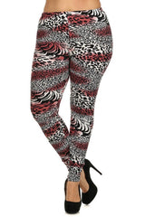 Niobe Clothing Pink Animal Multi Design Plus Size Leggings - leggings