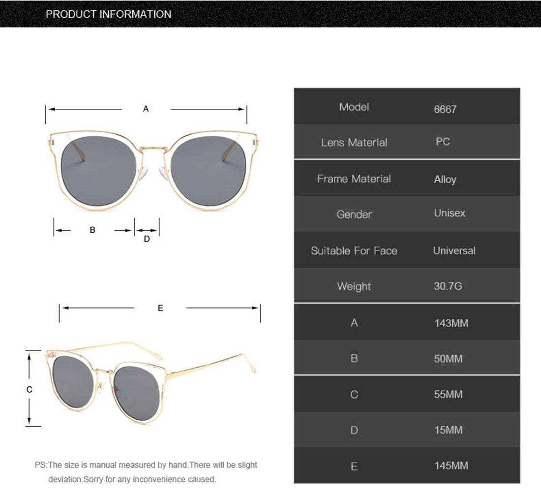 Niobe Clothing Oversized "Katherine" Cat Eye Sunglasses in Gold Frame - Sunglasses