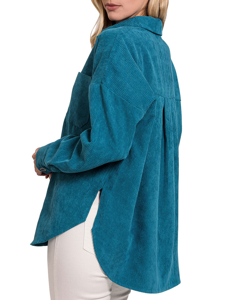 Zenana Oversized Corduroy Shacket - Coats & Jackets sb_outerwear